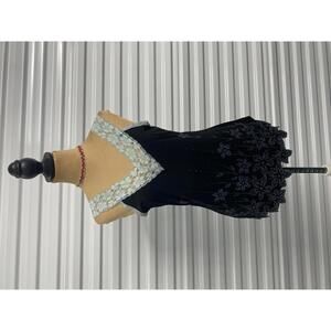 Y2K body central asymmetrical Black Lace Trim Floral asymmetrical Top